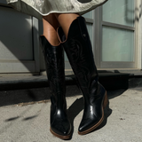 Moxie western cowboy boots in black leather