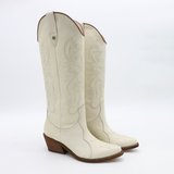 Moxie western cowboy boots in off white leather womens shoes