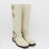 Naomi moto boot off white leather womens shoes