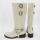 Naomi moto boot off white leather womens shoes