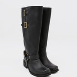 Naomi moto boot black leather womens shoes