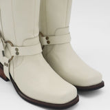 Naomi moto boot off white leather womens shoes