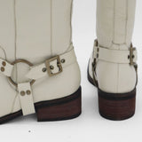 Naomi moto boot off white leather womens shoes