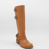 Naomi moto boots in cognac leather women's shoes