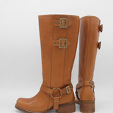 Naomi moto boots in cognac leather women's shoes