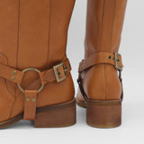 Naomi moto boots in cognac leather women's shoes