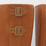 Naomi moto boots in cognac leather women's shoes