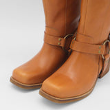 Naomi moto boots in cognac leather women's shoes