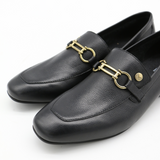 Natural loafers in black leather womens shoes