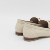 Natural loafers in ivory croc embossed leather womens shoes