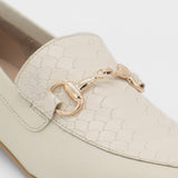Natural loafers in ivory croc embossed leather womens shoes