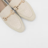 Natural loafers in ivory croc embossed leather womens shoes