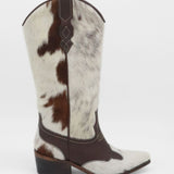 Nirvana western cowboy boots in white/brown cowhide leather womens shoes