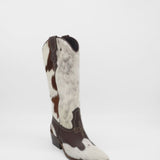 Nirvana western cowboy boots in white/brown cowhide leather womens shoes