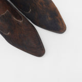 Nomad western cowboy booties in brown cowhide leather womens shoes