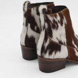 Nomad western cowboy booties in white/brown cowhide leather womens shoes