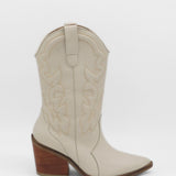 Palisades western boots in ivory leather womens shoes