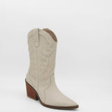 Palisades western boots in ivory leather womens shoes