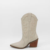 Palisades western boots in ivory leather womens shoes