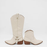 Penelope western cowboy convertible boots off white leather womens shoes