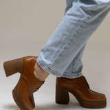 Stivali Pregiata platform lace-ups in cognac leather women's shoes