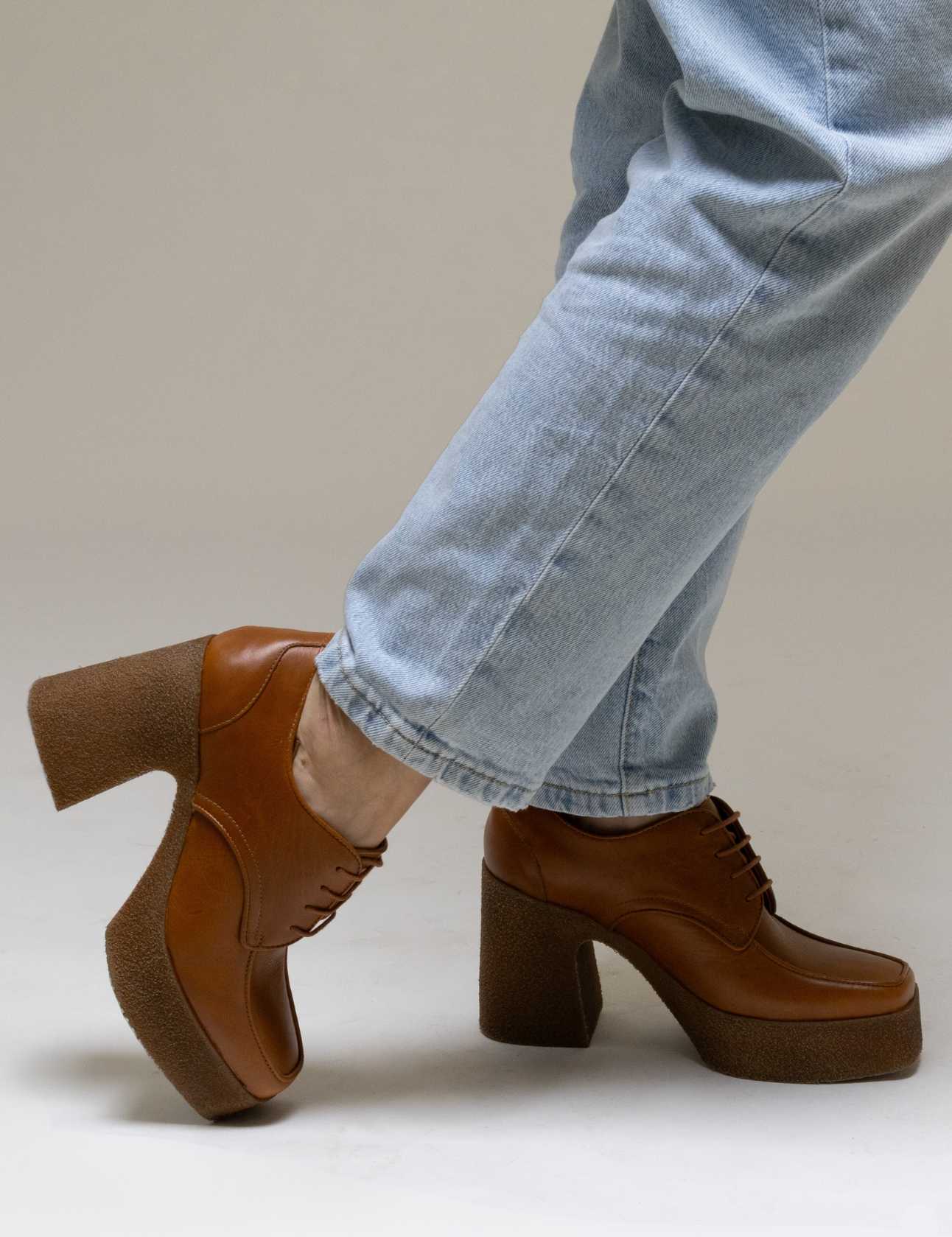 Stivali Pregiata platform lace-ups in cognac leather women's shoes