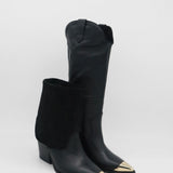 Prince knee-high 2-in-1 convertible boots in black suede & leather women's shoes
