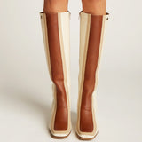 Revival knee high boots off white/tan leather womens shoes