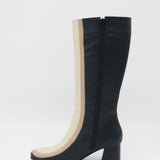 Revival knee high boots black/offwhite leather womens shoes