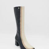 Revival knee high boots black/offwhite leather womens shoes