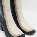 Revival knee high boots black/offwhite leather womens shoes