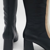 Revival knee high boots black/offwhite leather womens shoes