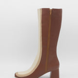 Revival knee high boots in brown leather womens shoes