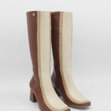 Revival knee high boots in brown leather womens shoes