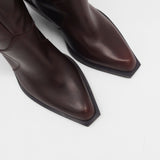 Runaway knee-high tall boots in mahogany leather women's shoes