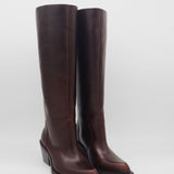 Runaway knee-high tall boots in mahogany leather women's shoes