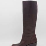 Runaway knee-high tall boots in mahogany leather women's shoes