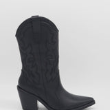 Palisades western boots in black leather womens shoes