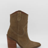 Strength western cowboy boots in mocha suede leather womens shoes