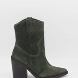 Strength western cowboy boots in olive suede leather womens shoes