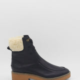 Vail ankle boots in black upper leather and shearling lining womens shoes