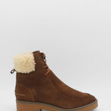 Vail ankle boots in brown suede leather and shearling lining womens shoes