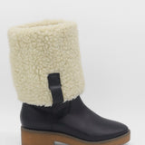 Aspen tall 2-in-1 convertible boots in black upper leather and shearling lining womens shoes