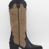 Stivali Agiatezza western boots in black leather x mocha suede