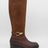 Amarise western boot in brown suede leather