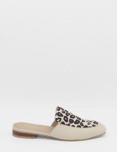 Bond slip-on mules in ivory leopard print cowhide leather women’s shoes