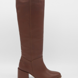 Cleo knee-high block heel boots in brown leather women's shoes