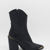 Coachella western cowboy boots in black leather womens shoes