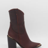 Coachella western cowboy boots in mahogany leather womens shoes