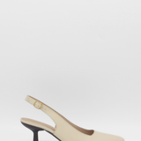 Stivali Lusso slingback kitten heel in ivory leather women's shoes